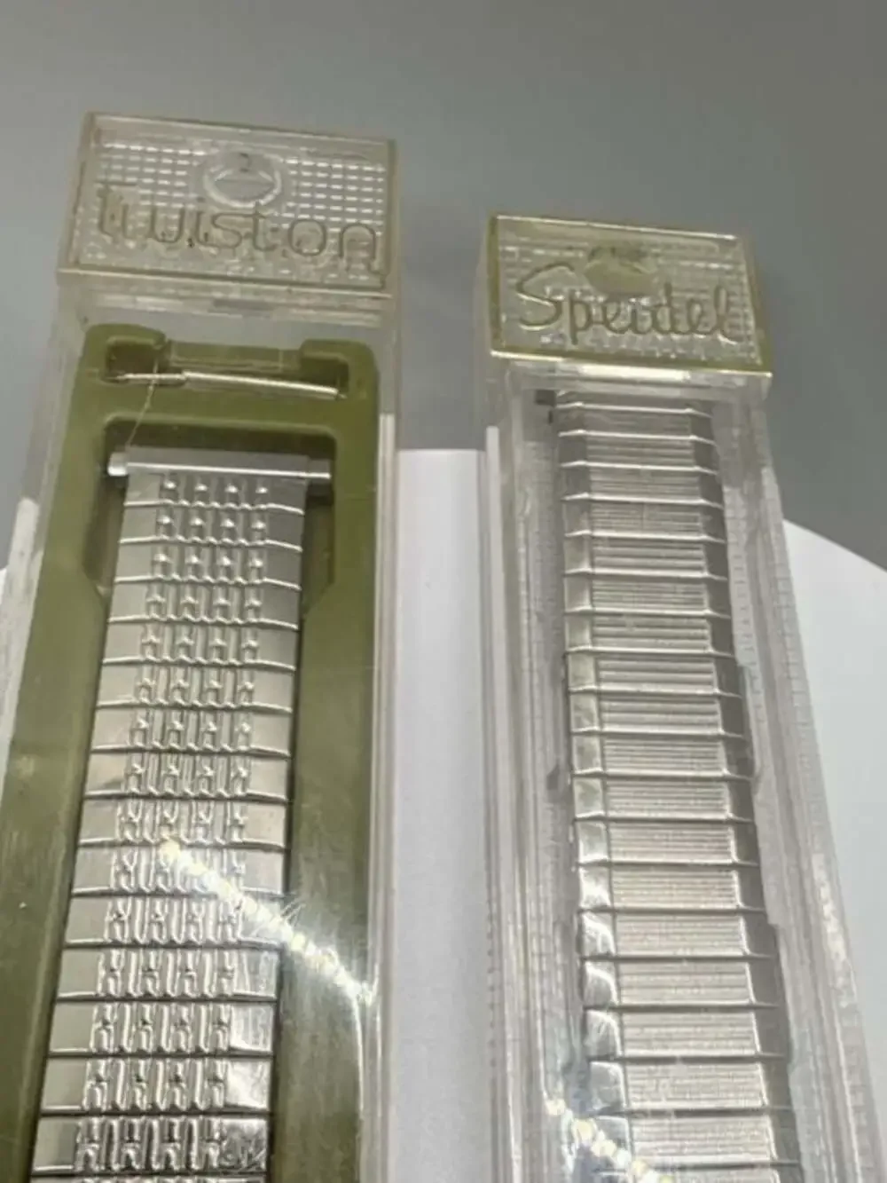 Lot Speidel - 1  is Twist On - Stainless Steel Expansion Watch Bands X2 NOS Vtg